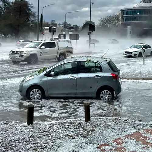 Mini Car in Hail Storm